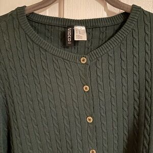 H&M Forest Green Cable Knit Cardigan